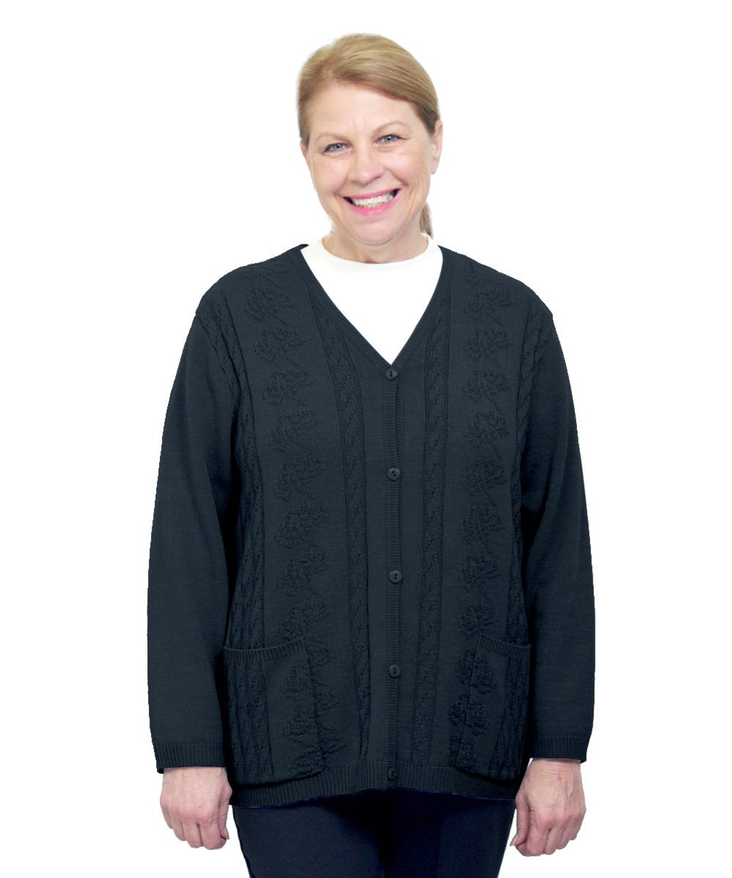 Silverts SV27080 Womens Adaptive Open Back Cardigan Black, Size=L, SV27080-SV2-L