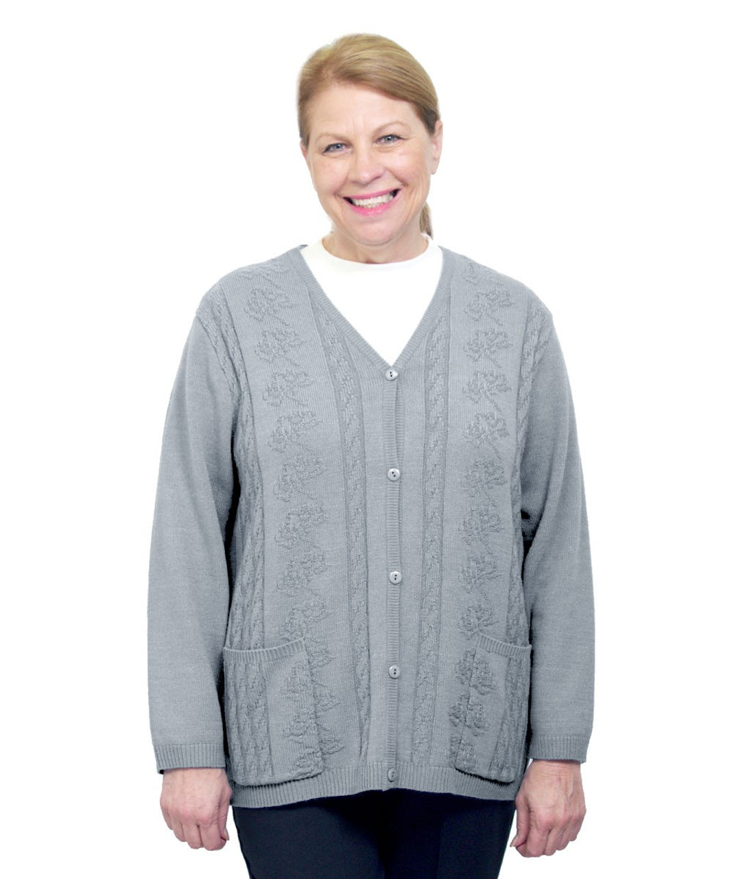 Silverts SV27080 Womens Adaptive Open Back Cardigan Oxford Grey, Size=3XL, SV27080-SV929-3XL