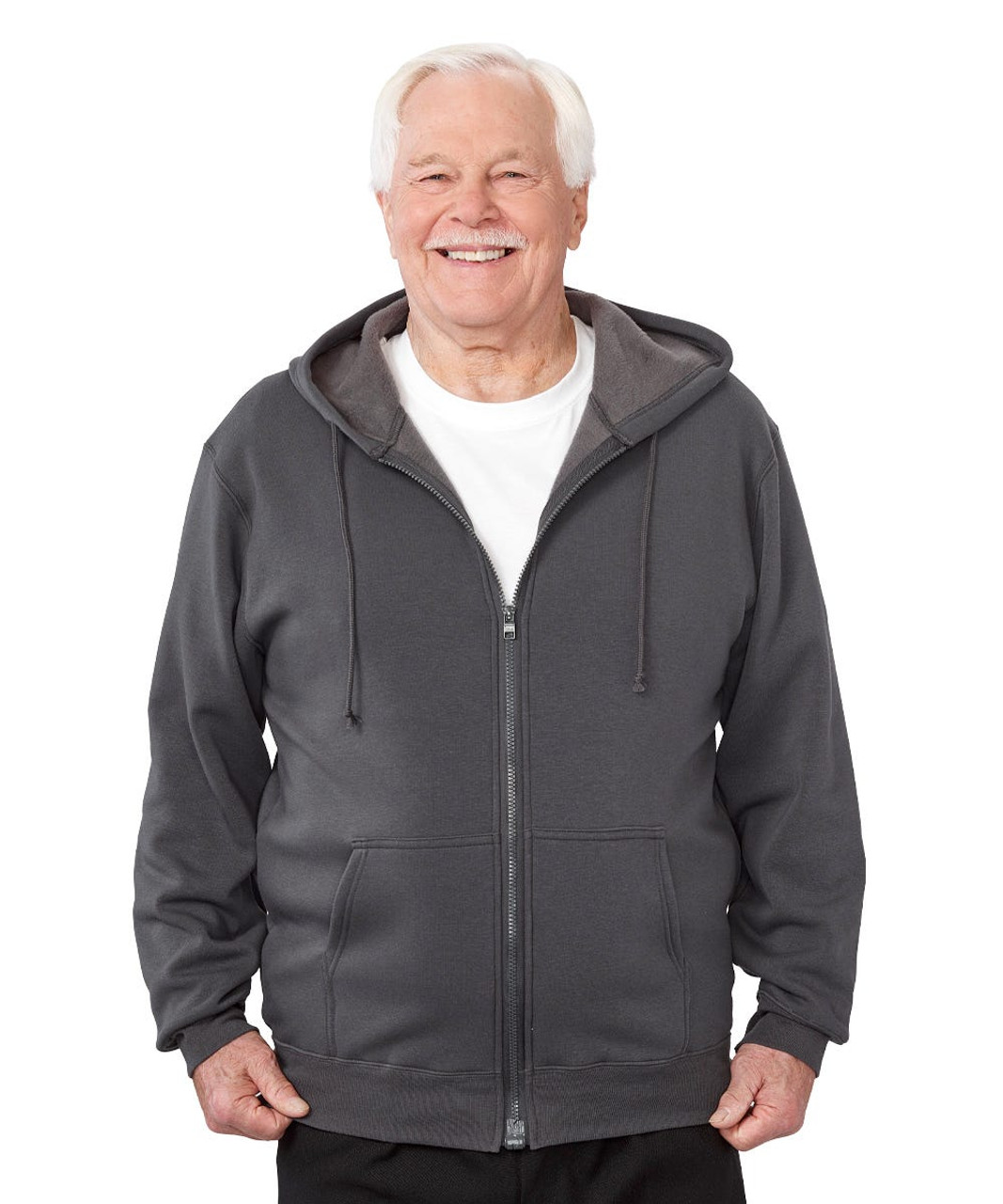 Silverts SV40010 Mens Magnetic-Zipper Hoodie with Pockets Gray, Size=L, SV40010-SV1115-L