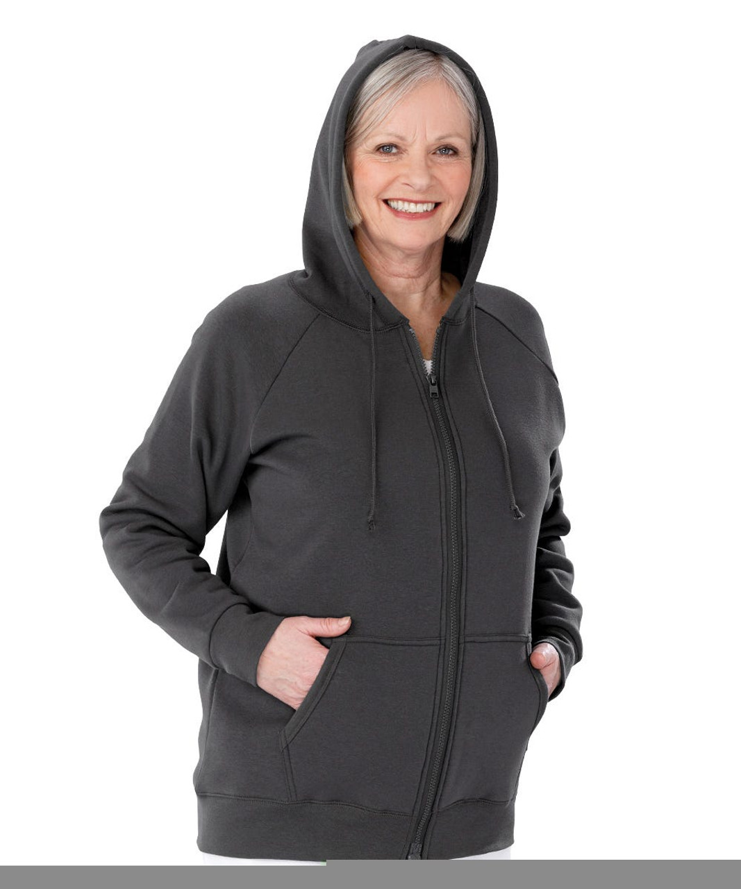 Silverts SV40020 Womens Magnetic-Zipper Hoodie with Pockets Gray, Size=M, SV40020-SV1115-M