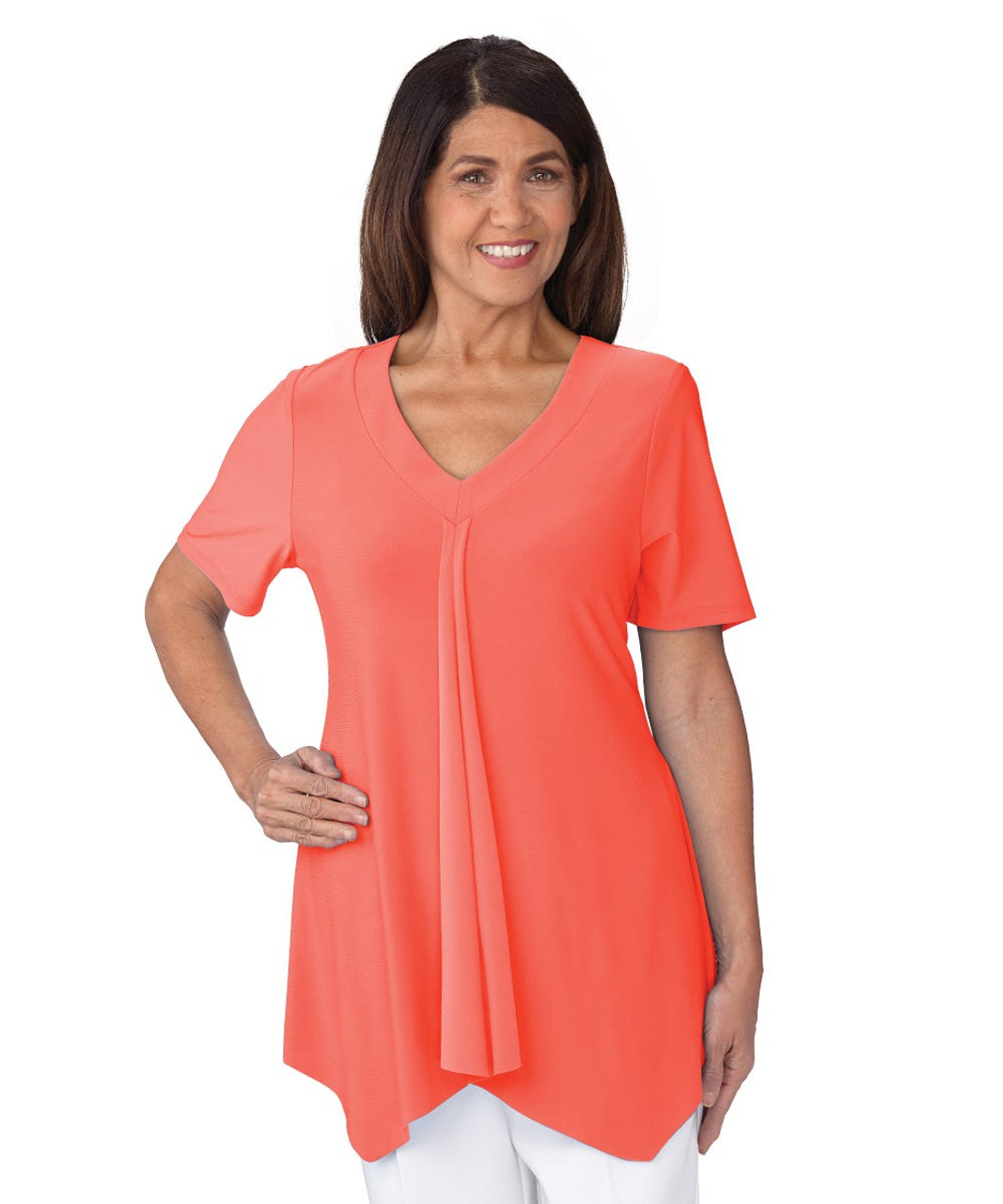 Silverts SV41120 Women's Easy Self Dressing Fashion Top Great for Arthritis Living Coral, Size=XL, SV41120-SV1344-XL