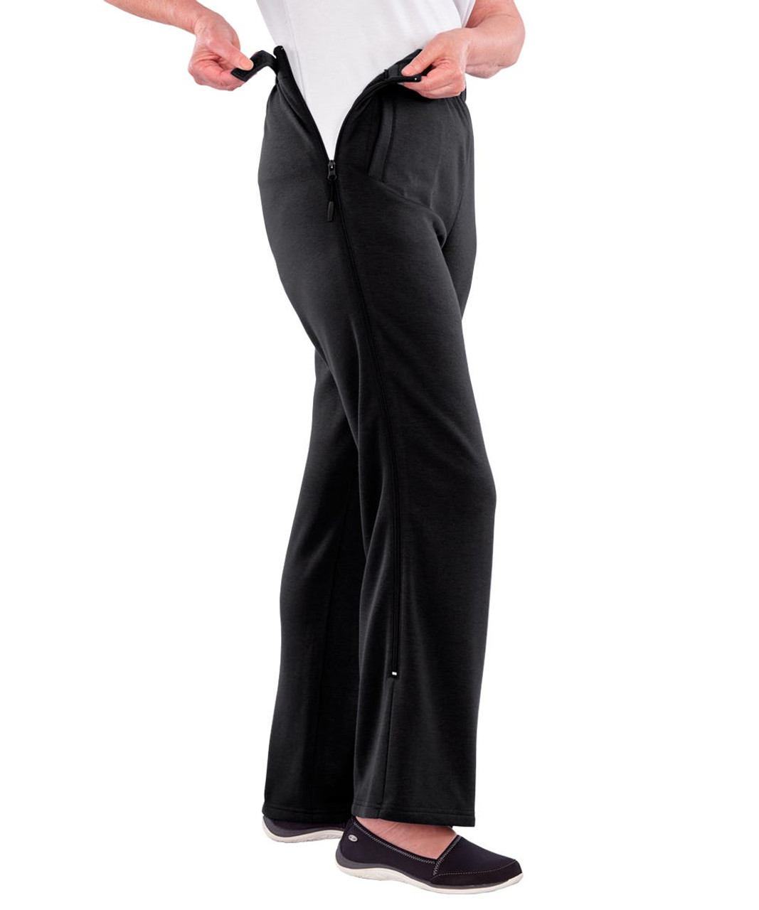 Silverts SV45020 Quality Womens Side Zipper Pants  Black, Size=XL, SV45020-SV2-XL