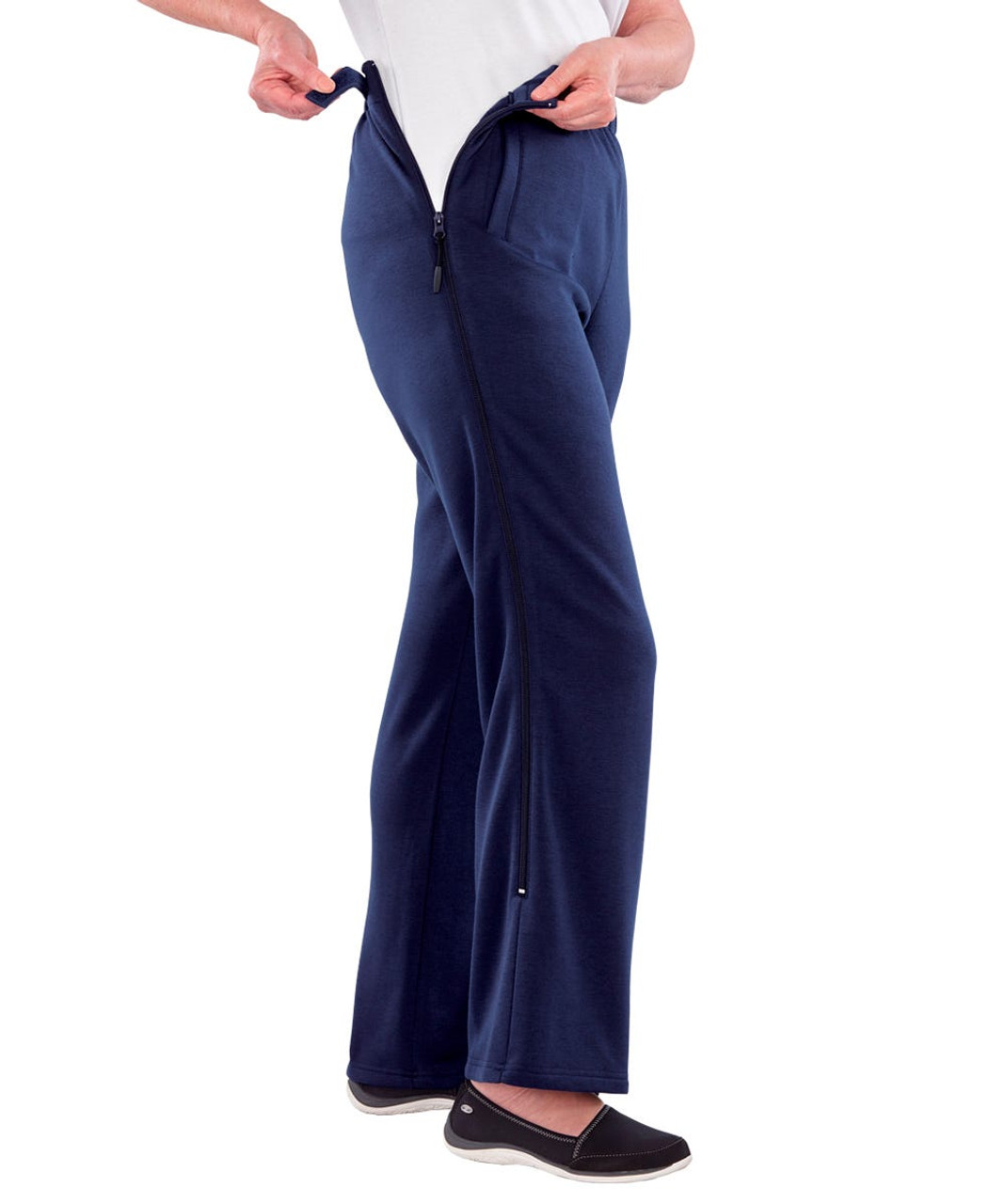 Silverts SV45020 Quality Womens Side Zipper Pants  Navy, Size=2XL, SV45020-SV3-2XL