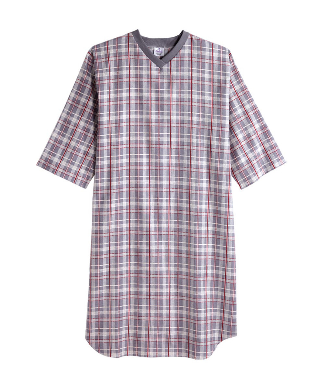 Silverts SV50120 Men's Flannel Hospital Gowns Grey Check, Size=3XL, SV50120-SV700-3XL