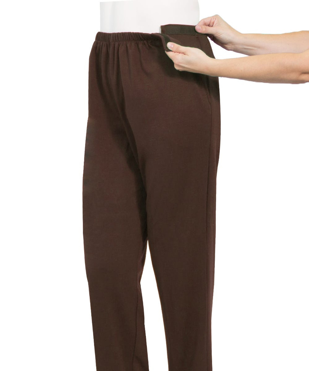 Silverts SV50660 Men's Easy Access Pants with Elastic Waist Brown, Size=4XL, SV50660-SV57-4XL