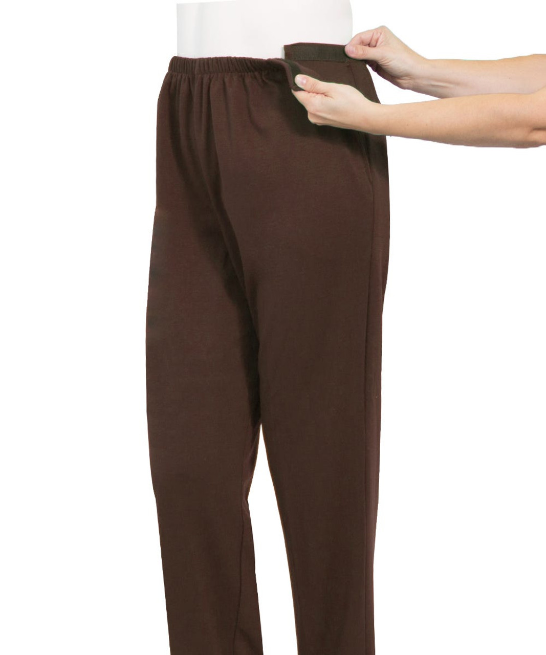 Silverts SV50660 Men's Easy Access Pants with Elastic Waist Brown, Size=3XL, SV50660-SV57-3XL