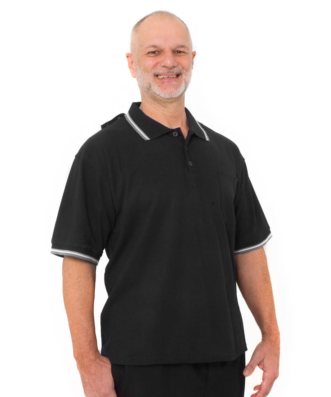 Silverts SV50710 Handsome Adaptive Polo Shirt Tops Black, Size=L, SV50710-SV2-L