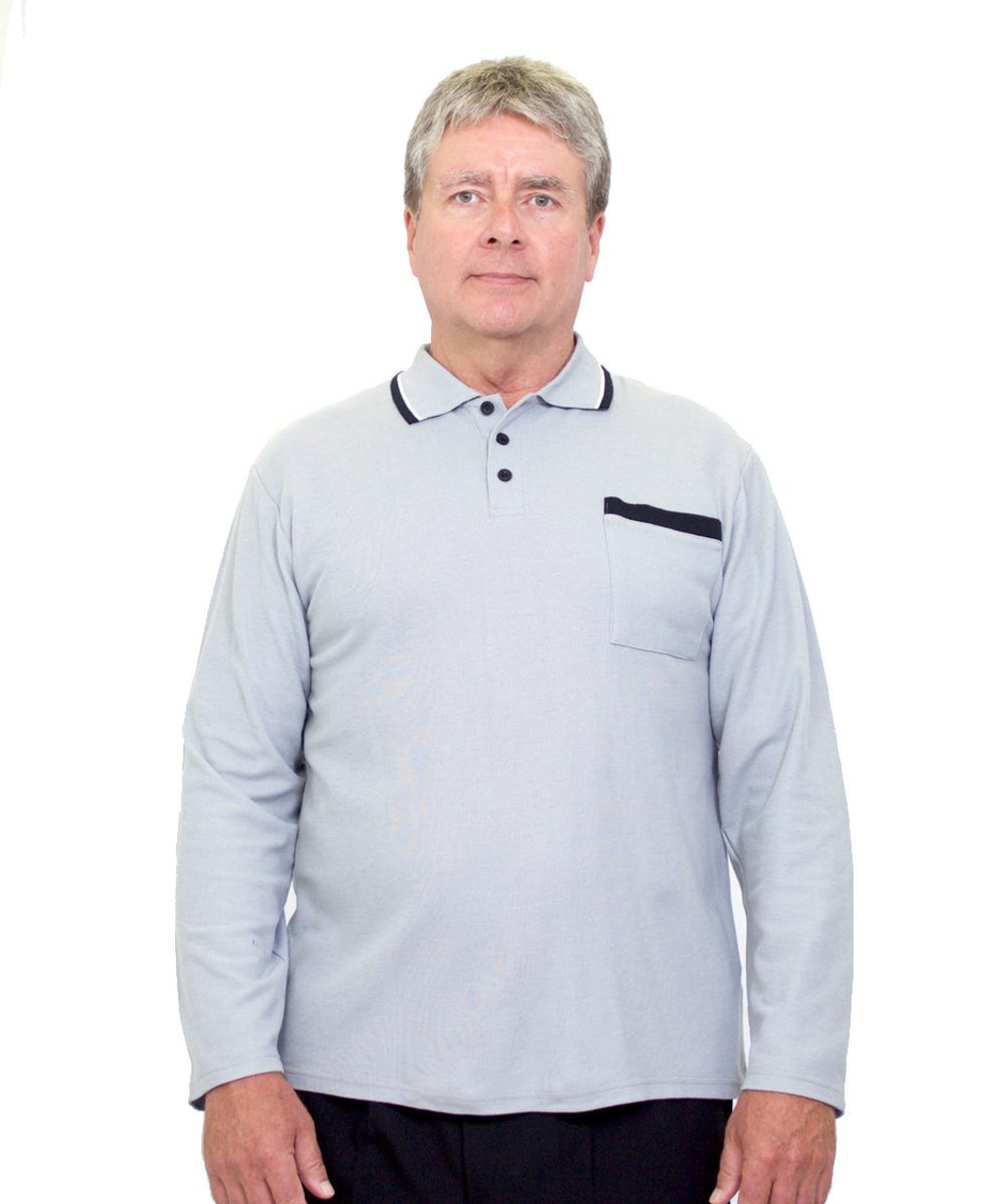 Silverts SV50780 Mens Adaptive Open Back Polo Shirt Gray, Size=2XL, SV50780-SV18-2XL