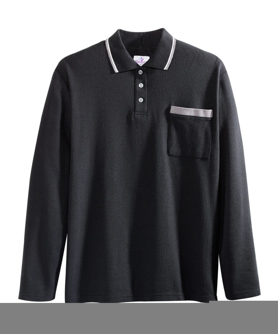 Silverts SV50780 Mens Adaptive Open Back Polo Shirt Black, Size=3XL, SV50780-SV2-3XL