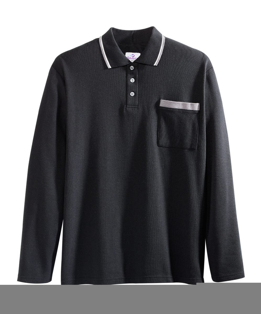 Silverts SV50780 Mens Adaptive Open Back Polo Shirt Black, Size=2XL, SV50780-SV2-2XL