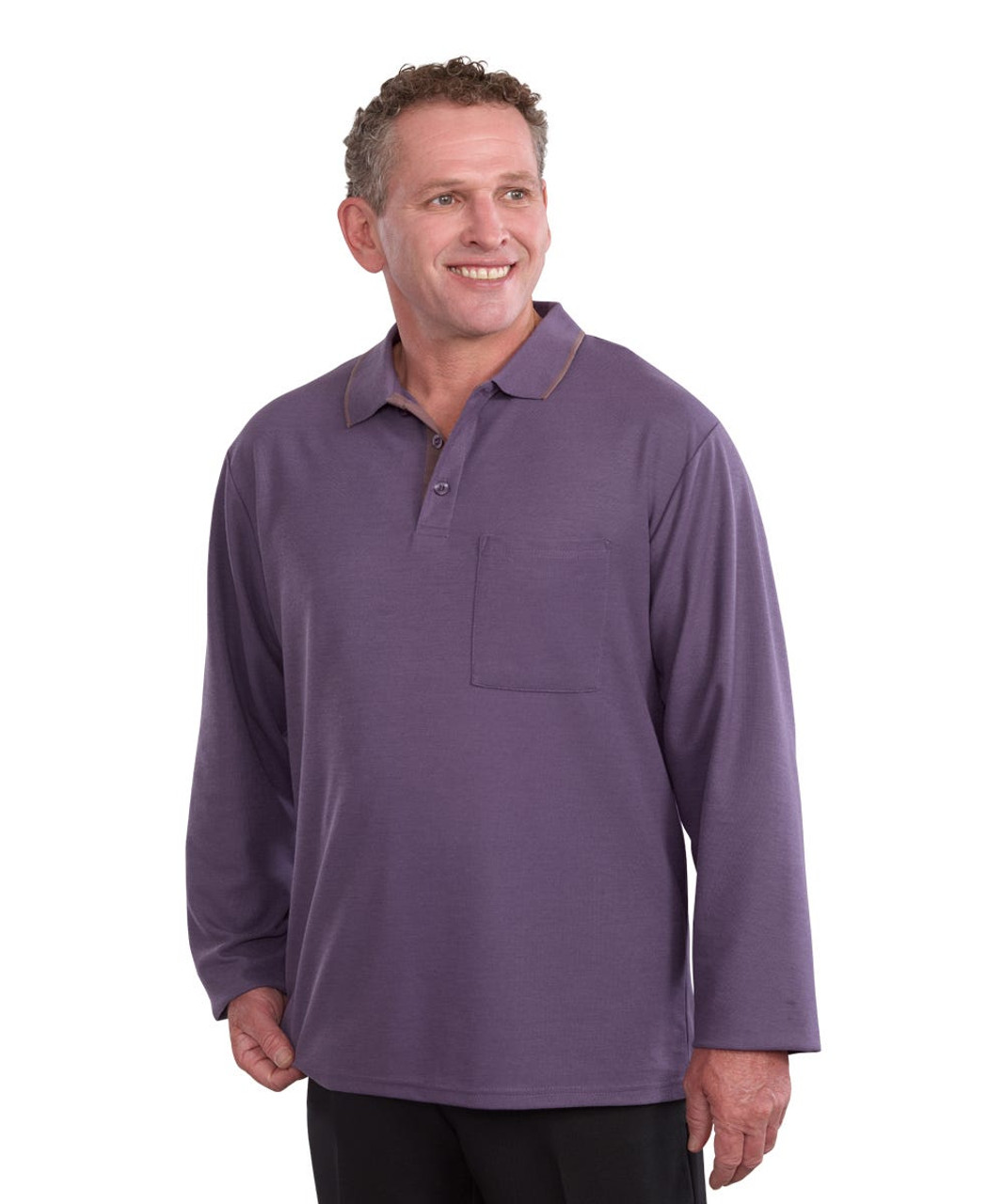 Silverts SV50780 Mens Adaptive Open Back Polo Shirt Grape, Size=XL, SV50780-SV363-XL