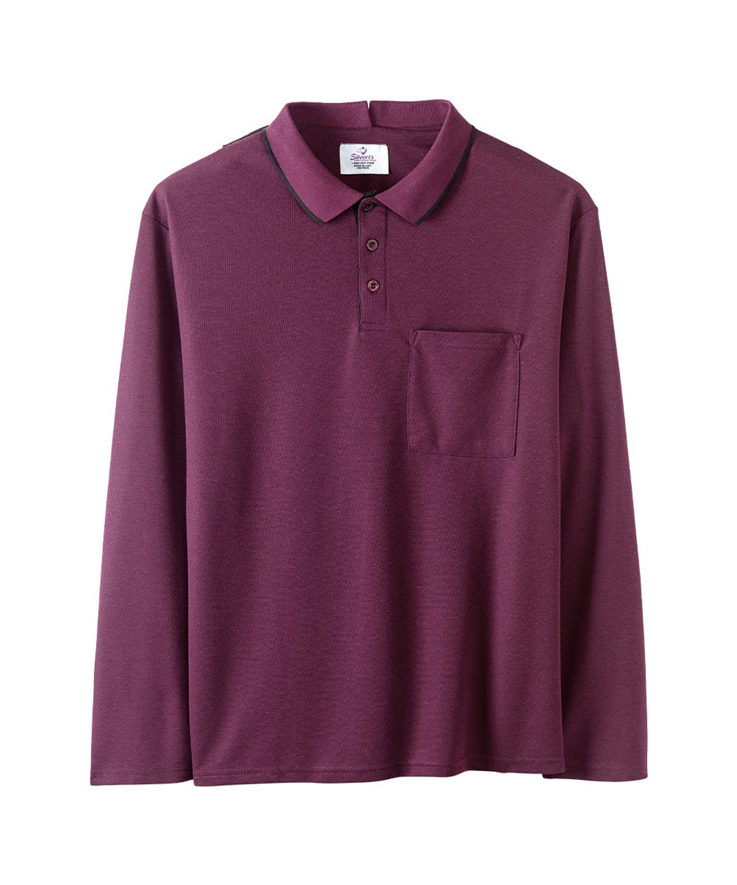 Silverts SV50780 Mens Adaptive Open Back Polo Shirt Amethyst, Size=2XL, SV50780-SV630-2XL