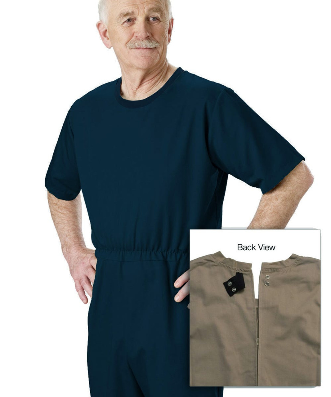 Silverts SV50830 Men's Dementia Alzheimer's Anti Strip Jumpsuit Navy, Size=S, SV50830-SV3-S