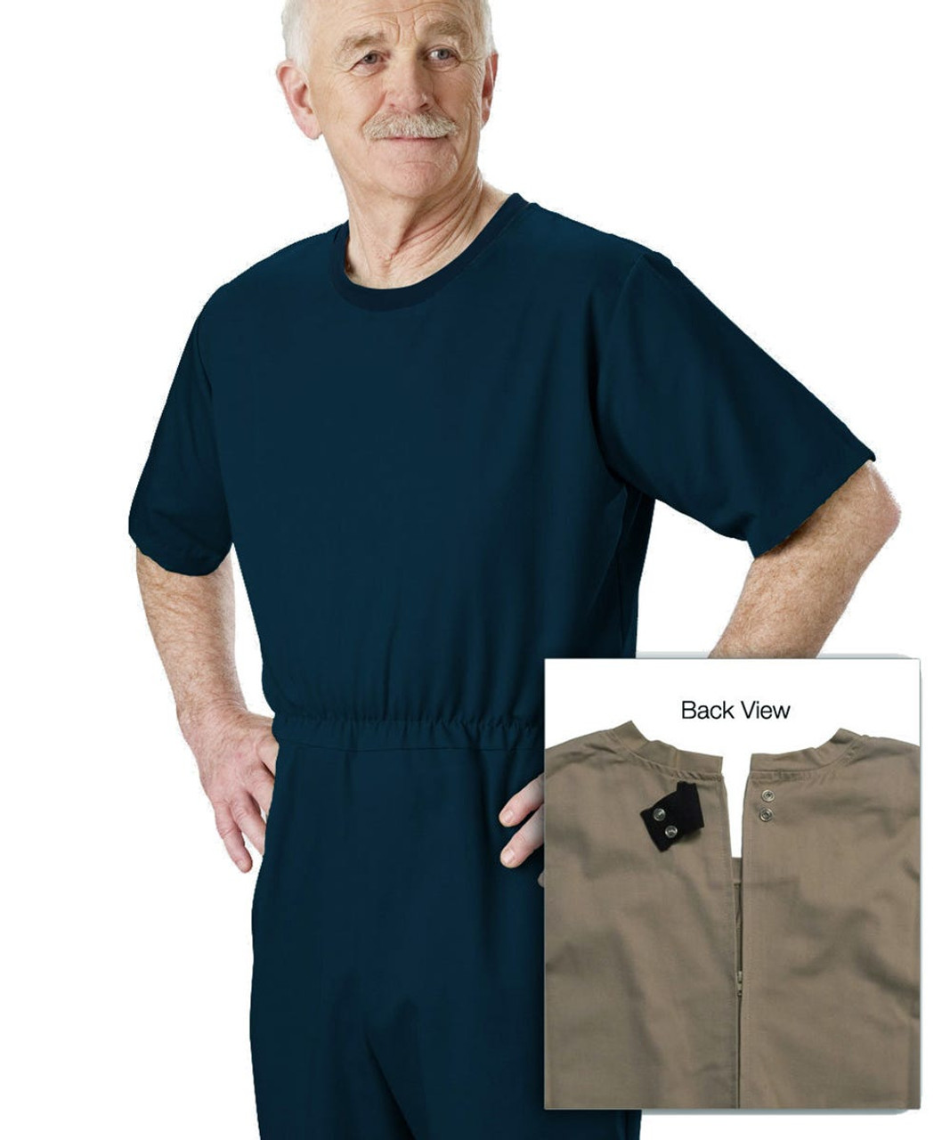 Silverts SV50830 Men's Dementia Alzheimer's Anti Strip Jumpsuit Navy, Size=2XL, SV50830-SV3-2XL