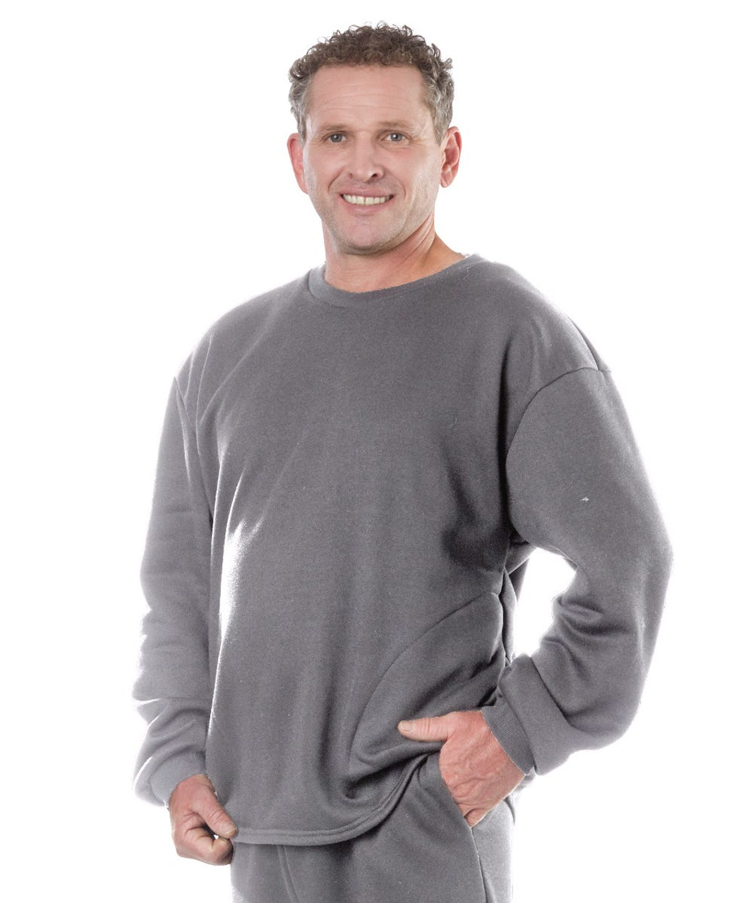 Silverts SV51030 Adaptive Fleece Sweatshirt for Men Gray, Size=3XL, SV51030-SV18-3XL