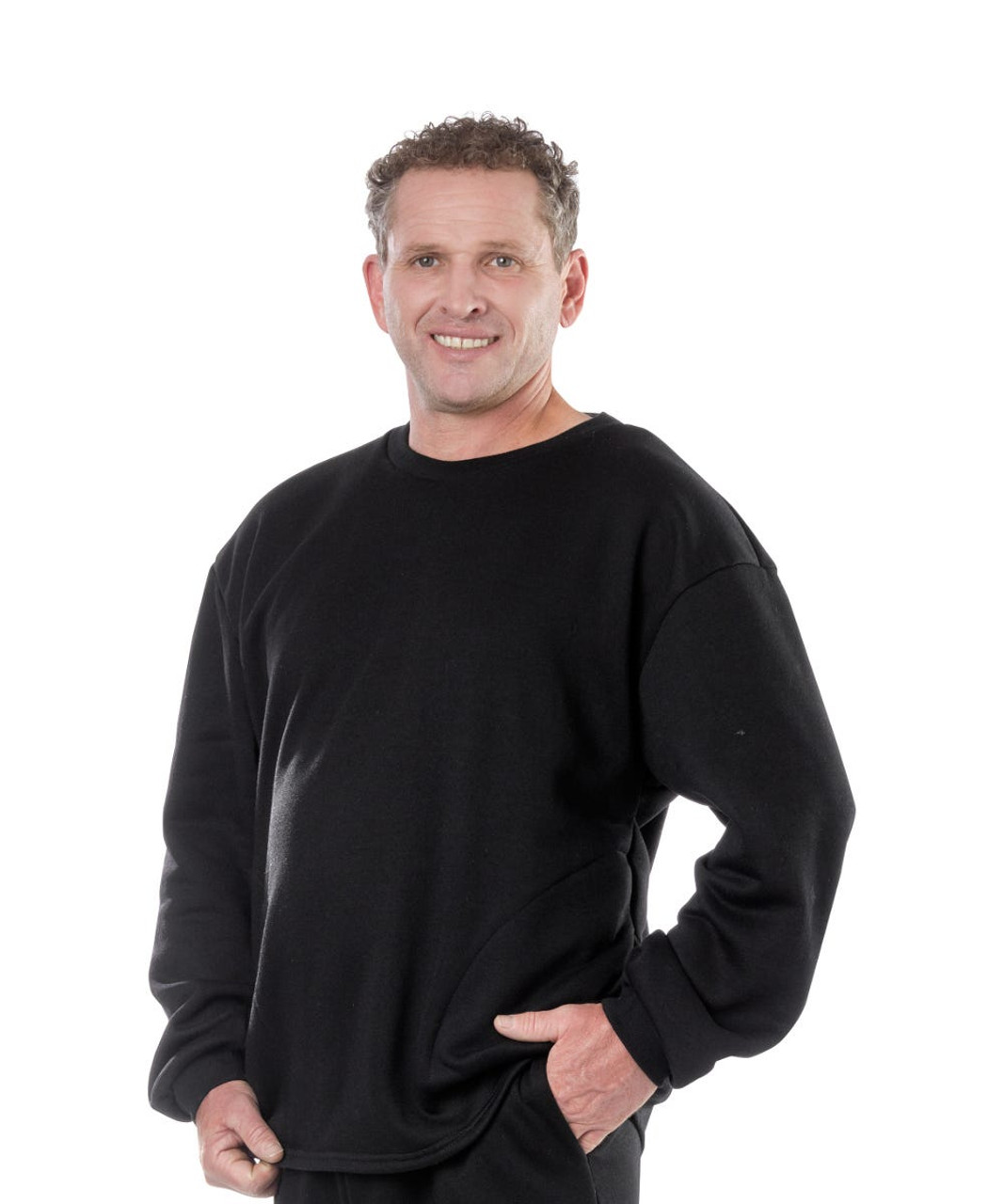 Silverts SV51030 Adaptive Fleece Sweatshirt for Men Black, Size=S, SV51030-SV2-S