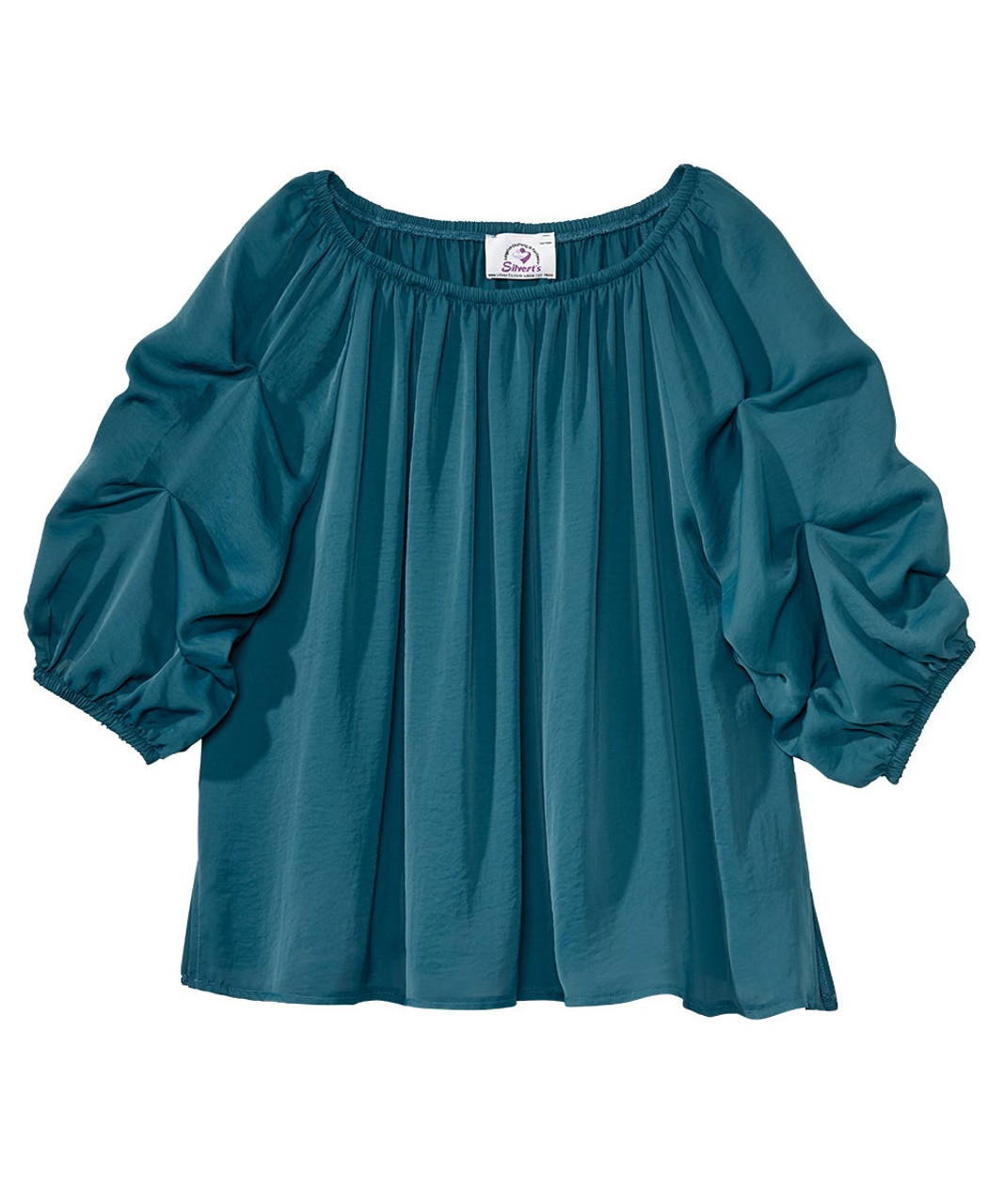 Silverts SV46030 Easy Independent Self Dressing Peasant Top for Women Teal, Size=M, SV46030-SV291-M