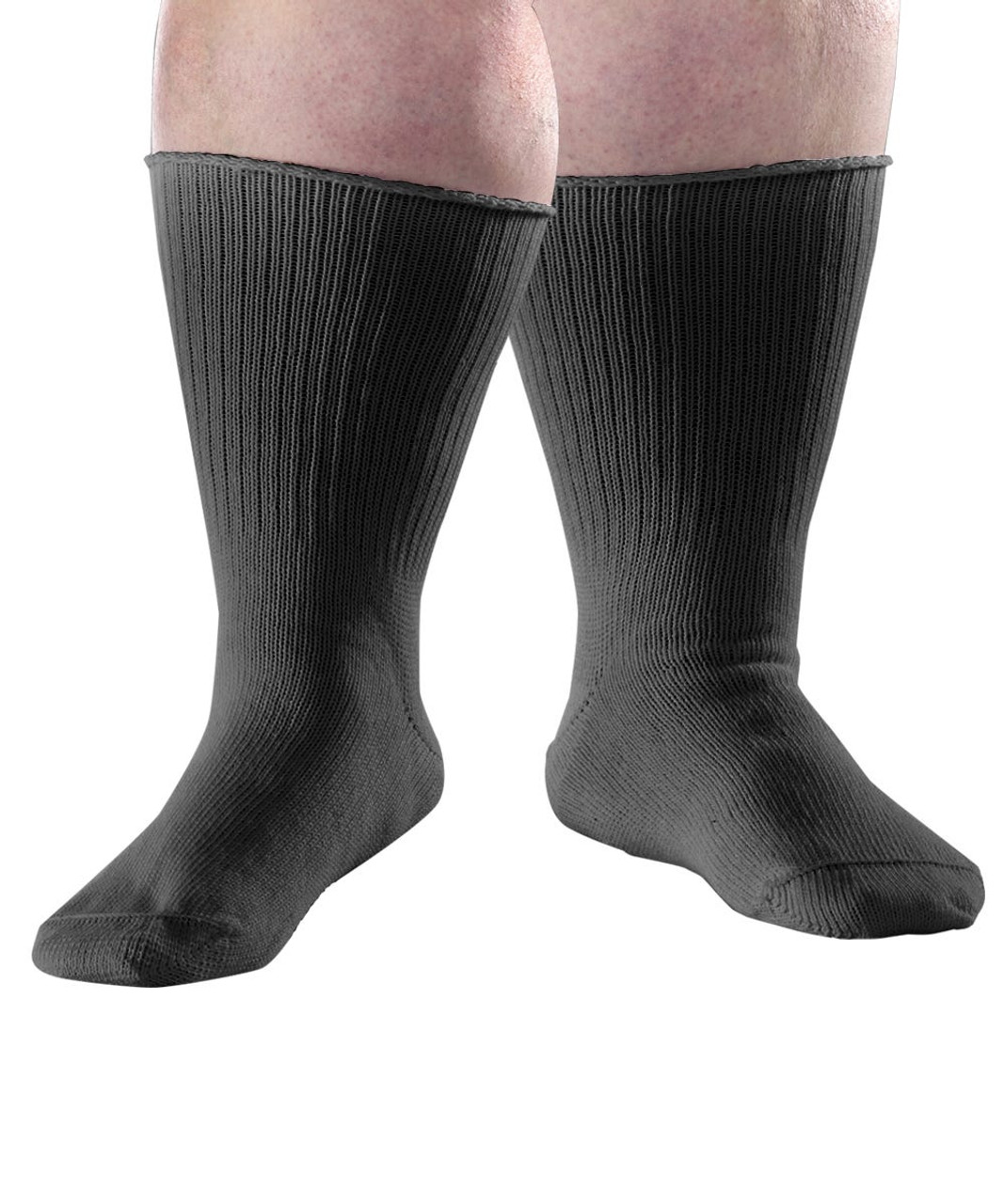 Silverts SV19170 2 Pack - Extra Wide Edema Diabetic Socks for Men and Women Black, Size=L, SV19170-SV2-L