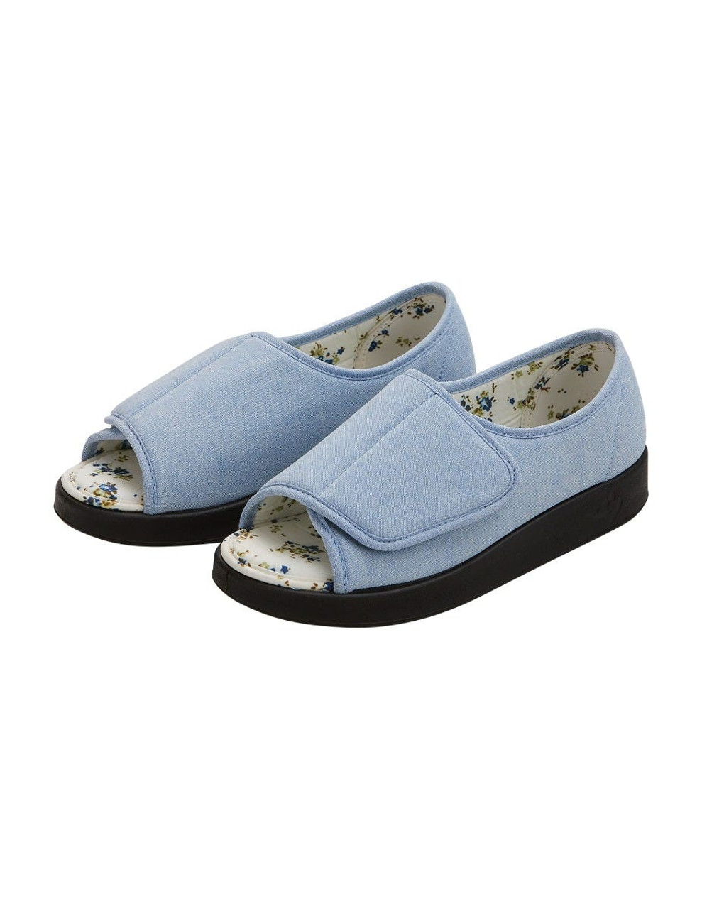 Silverts SV15180 Womens Extra Wide Open Toed Shoes for Indoor & Outdoor  Denim, Size=12, SV15180-SVDEB-12