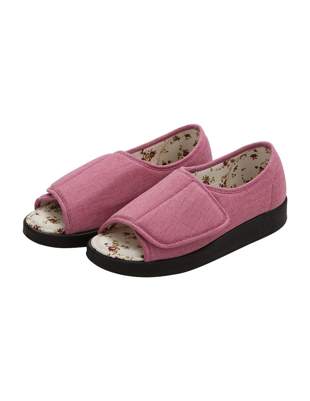 Silverts SV15180 Womens Extra Wide Open Toed Shoes for Indoor & Outdoor  Misty Rose, Size=12, SV15180-SVMRB-12