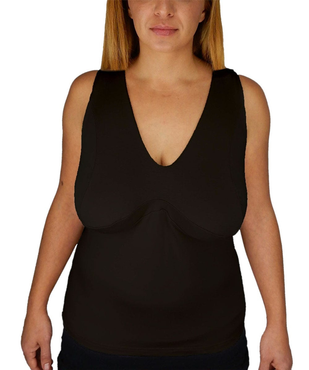 Silverts SV18910 Comfy Wire-Free Bra Camisole Vest - Breast Nest Black, Size=L, SV18910-SV2-L