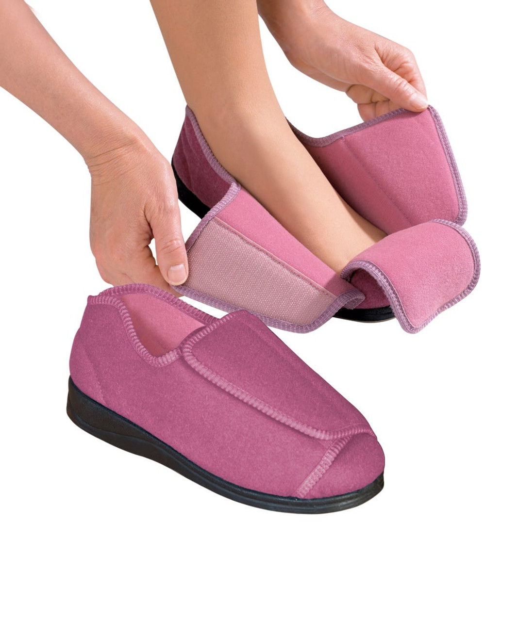 Silverts SV10100 Womens Extra Extra Wide Slippers Dusty Rose, Size=7, SV10100-SV16-7