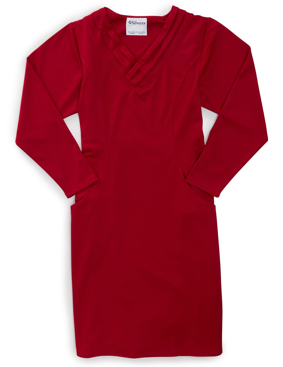 Silverts SV21210 Women's Long-Sleeve Open Back Ponte Dress  Red, Size=2XL, SV21210-SV31-2XL