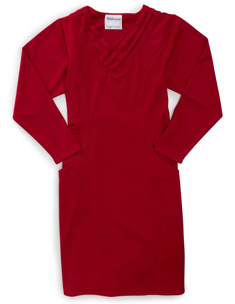 Silverts SV21210 Women's Long-Sleeve Open Back Ponte Dress  Red, Size=3XL, SV21210-SV31-3XL