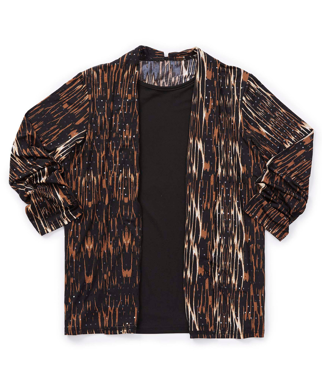 Silverts SV24690 Women's Open Back Twofer Top Animal/Black, Size=3XL, SV24690-SV1439-3XL