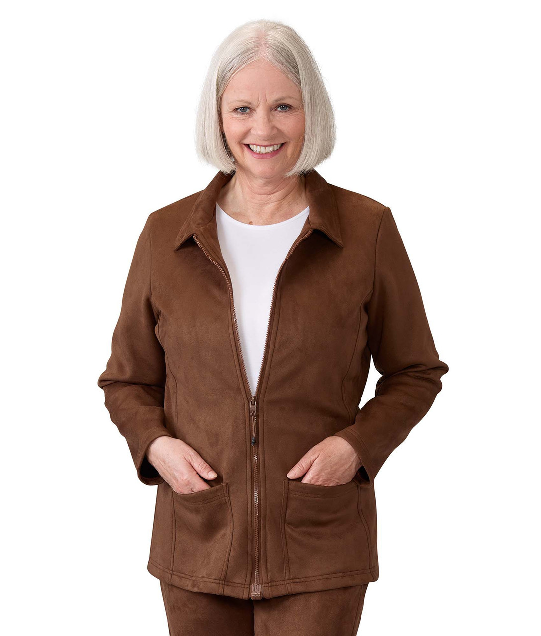 Silverts SV25480 Women's Magnetic Zip Front Jacket Coffee, Size=3XL, SV25480-SV555-3XL