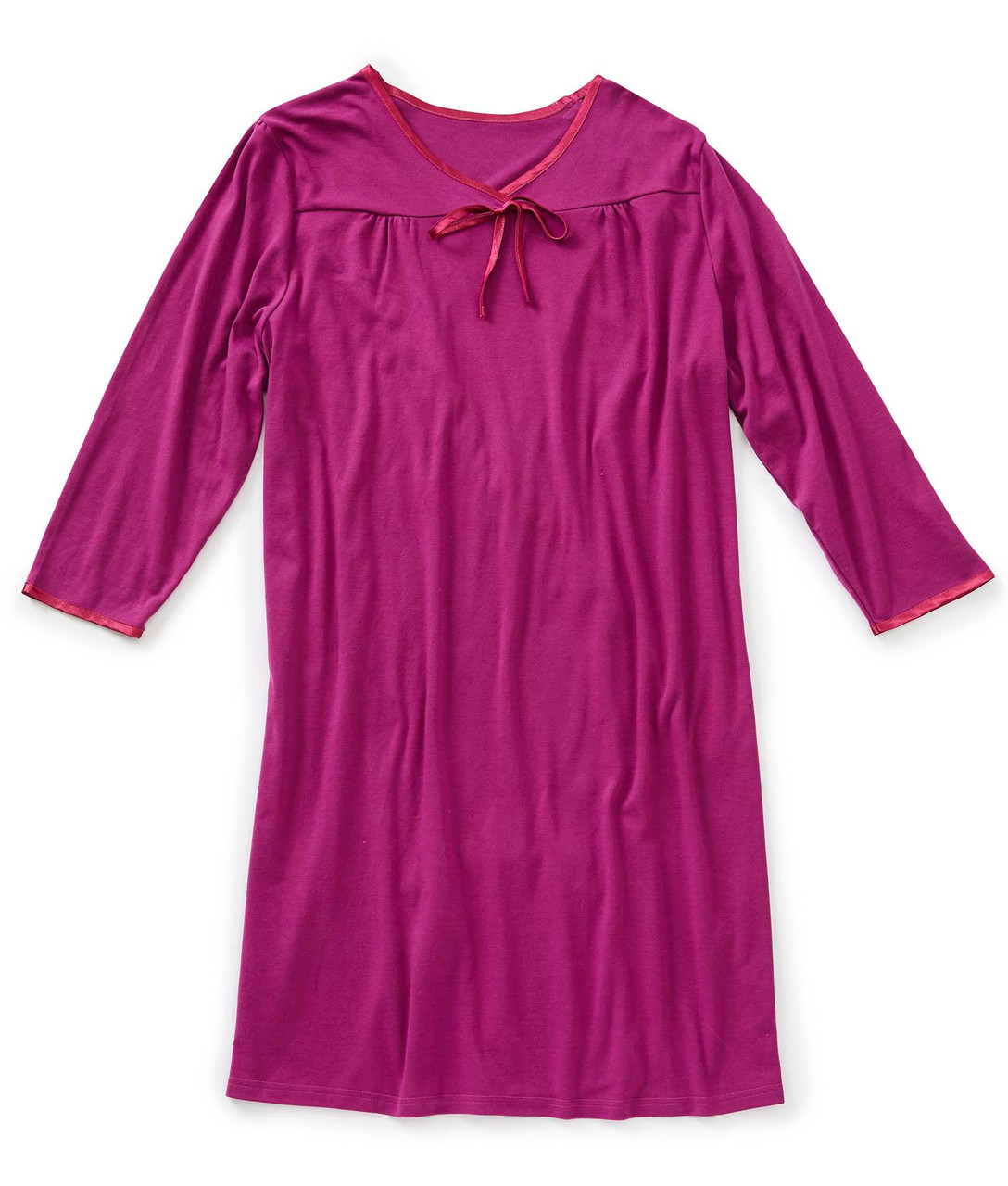 Silverts SV26120 Women's Antimicrobial Open Back Nightgown Wine, Size=M, SV26120-SV10-M