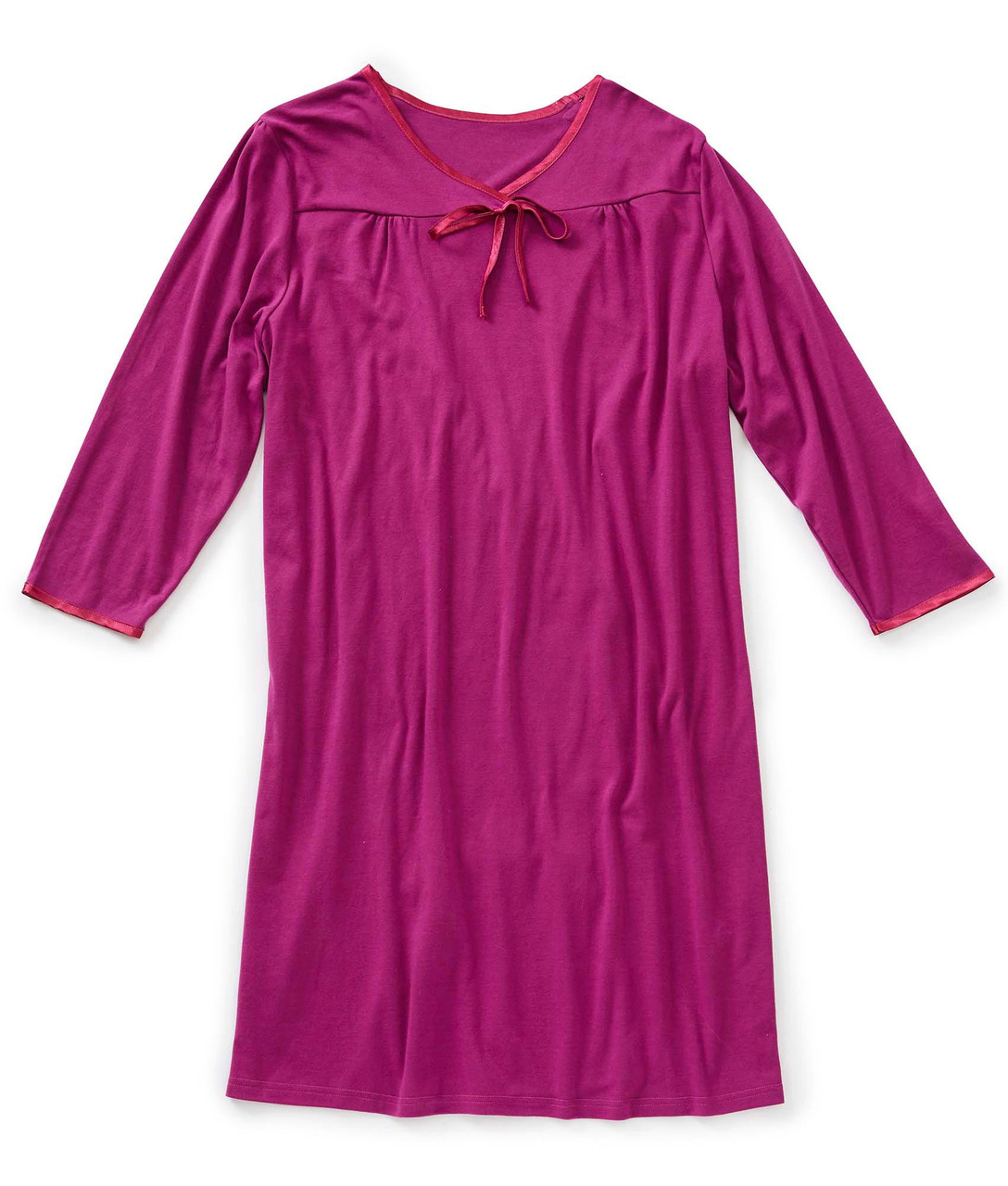 Silverts SV26120 Women's Antimicrobial Open Back Nightgown Wine, Size=XS, SV26120-SV10-XS