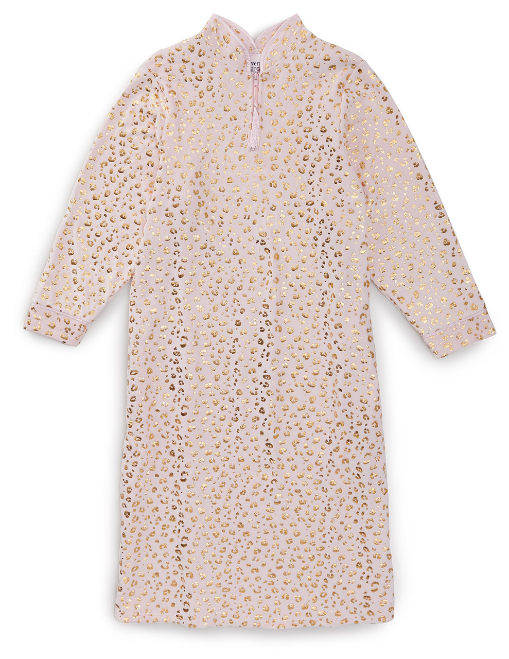 Silverts SV26400 Women's Open Back Plush Loungewear Nightgown Pink Leopard, Size=M, SV26400-SV1444-M