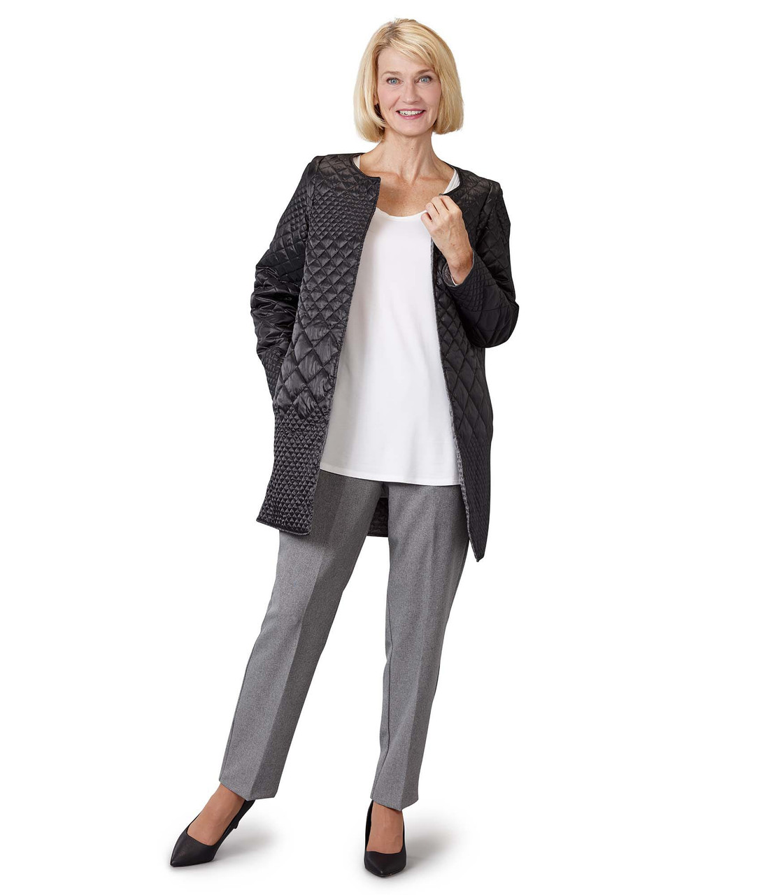 Silverts SV27040 Womens Reversible Quilted Jacket with Detachable Sleeves Black/Silver, Size=2XL, SV27040-SV1452-2XL