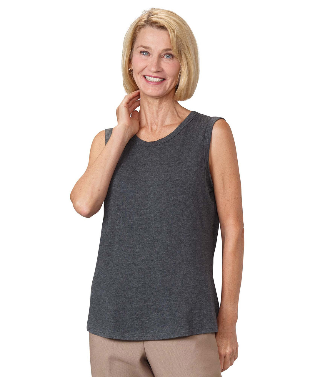 Silverts SV28070 Womens Soft Antimicrobial Modal Open Back Undervest Heather Gray, Size=3XL, SV28070-SV1456-3XL