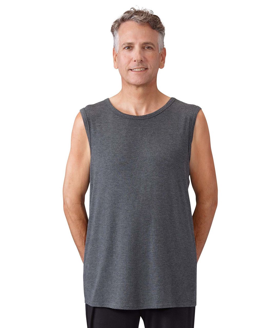 Silverts SV50210 Mens Soft Modal Open Back Undervest Heather Gray, Size=2XL, SV50210-SV1456-2XL