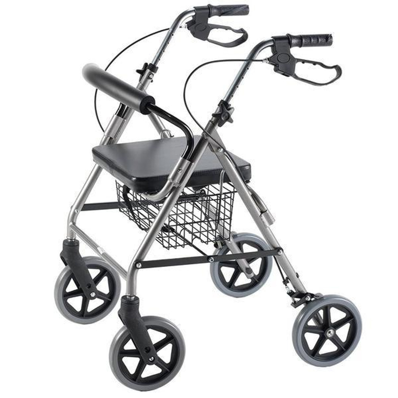 ROLLATOR WALKERS Four-wheeled, loop brakes, curved back, 2-position basket (titanium) (5313TI)