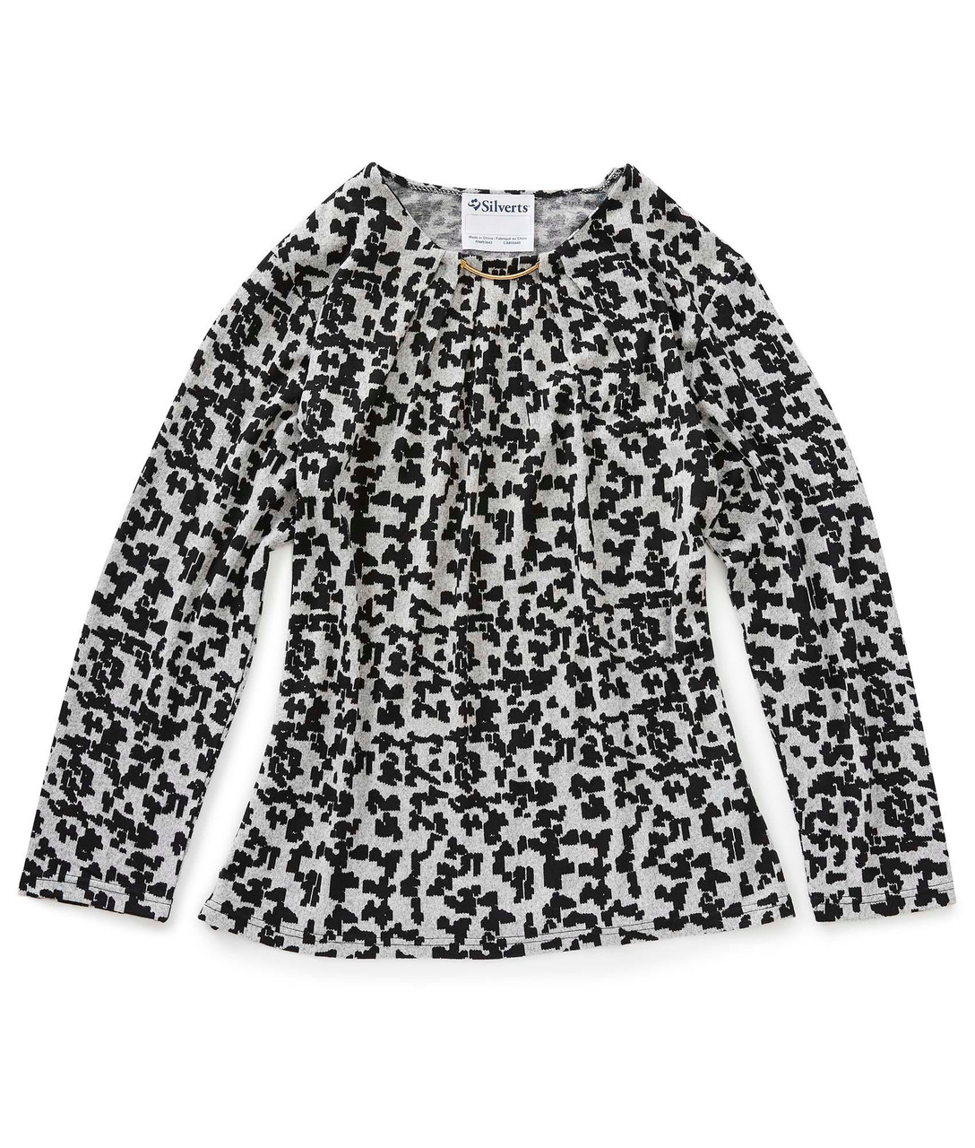 Silverts SV22130 Womens Long Sleeves Adaptive Open Back Sweater Knit Top Geo, Size=XL, SV22130-SV1403-XL