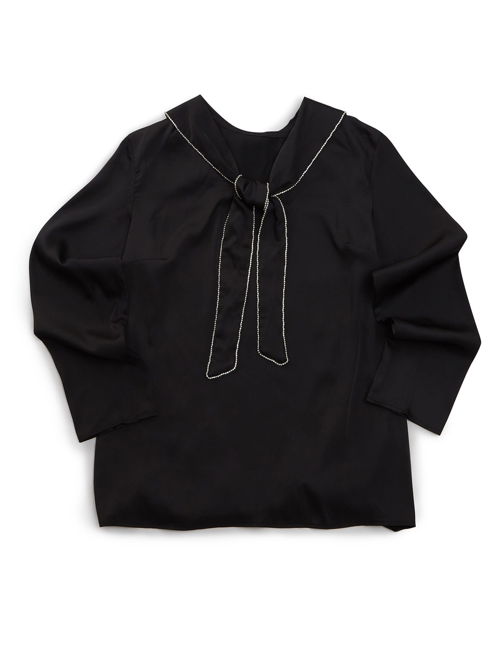 Silverts SV23780 Womens Adaptive Open Back Tie Front Scarf Top Black, Size=M, SV23780-SV2-M