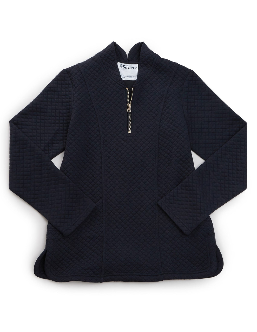 Silverts SV24810 Women's Easy Dressing Open Back Half Zip Track Suit Top Navy, Size=S, SV24810-SV3-S