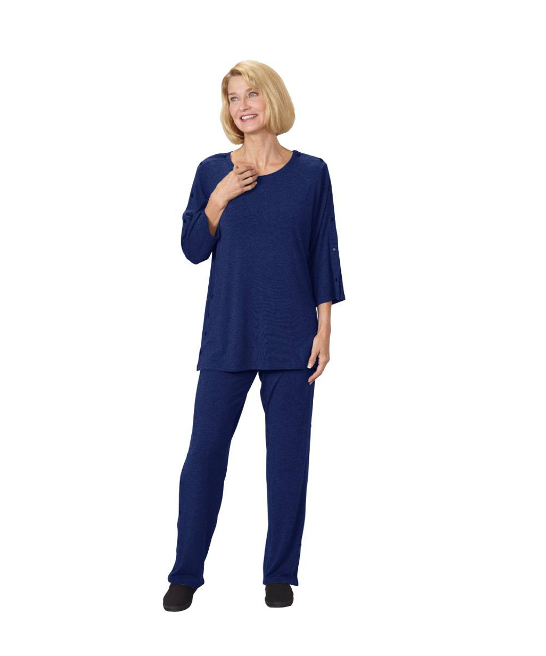 Silverts SV61000 Womens Post-Surgical Top With Snaps Navy, Size=L, SV61000-SV3-L