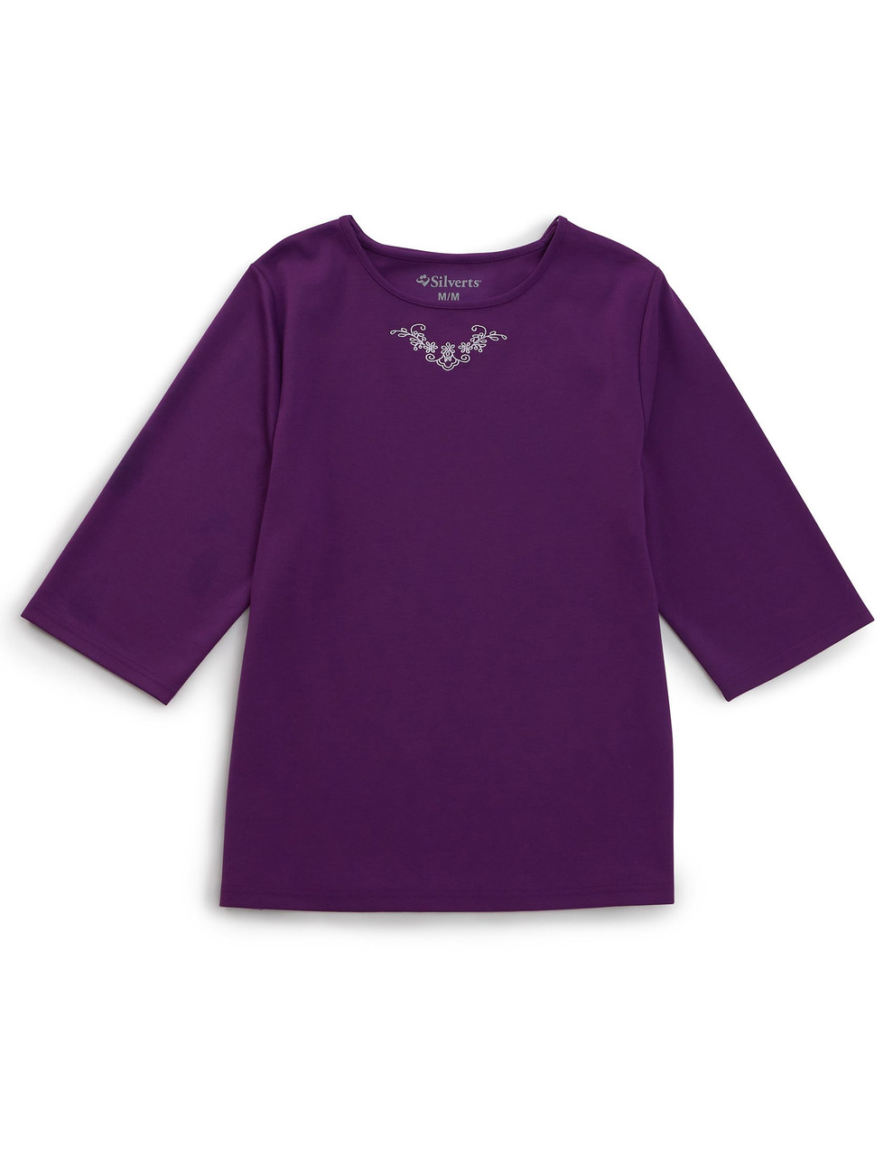 Silverts SV24700 Warm Winter Weight Adaptive Clothing Top for Women Eggplant, Size=2XL, SV24700-SV37-2XL