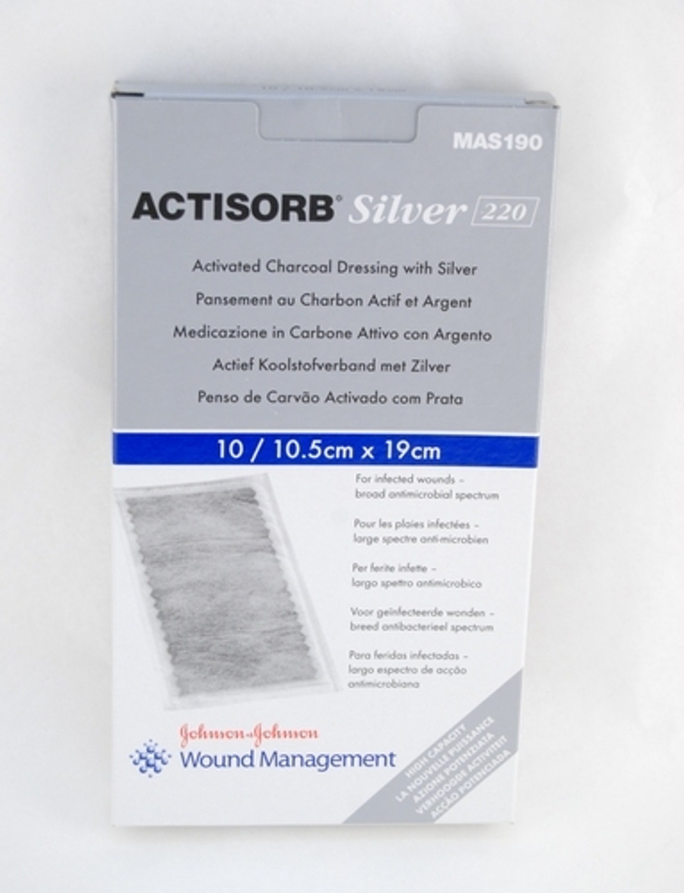 Acelity MAS190 Actisorb Plus Silver Dressing 19 cm x10.5 cm (MAS190)