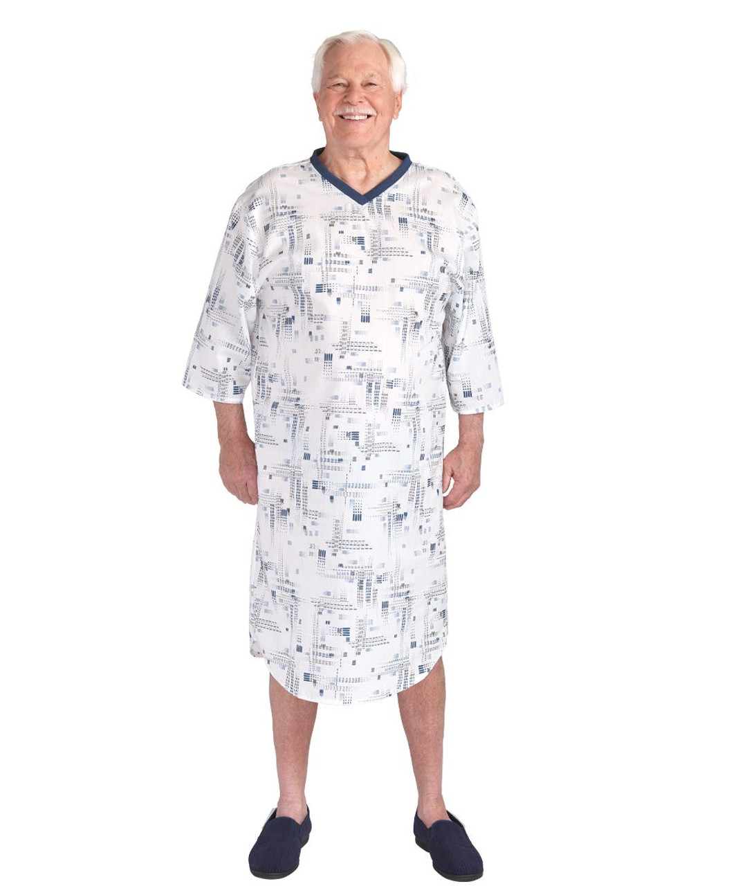 Silverts SV50050 Poly-Cotton Hospital Gowns for Men Navy/White, Size=L, SV50050-S50333-L