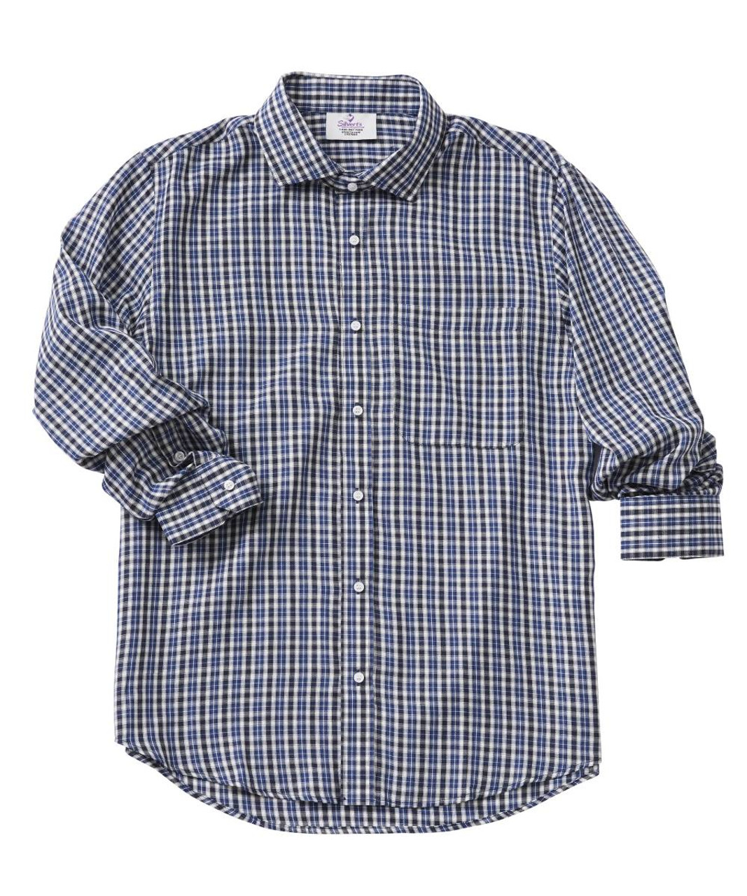 Silverts SV50750 Adaptive Sport Shirt for Men Navy/Black Check, Size=M, SV50750-SV1416-M