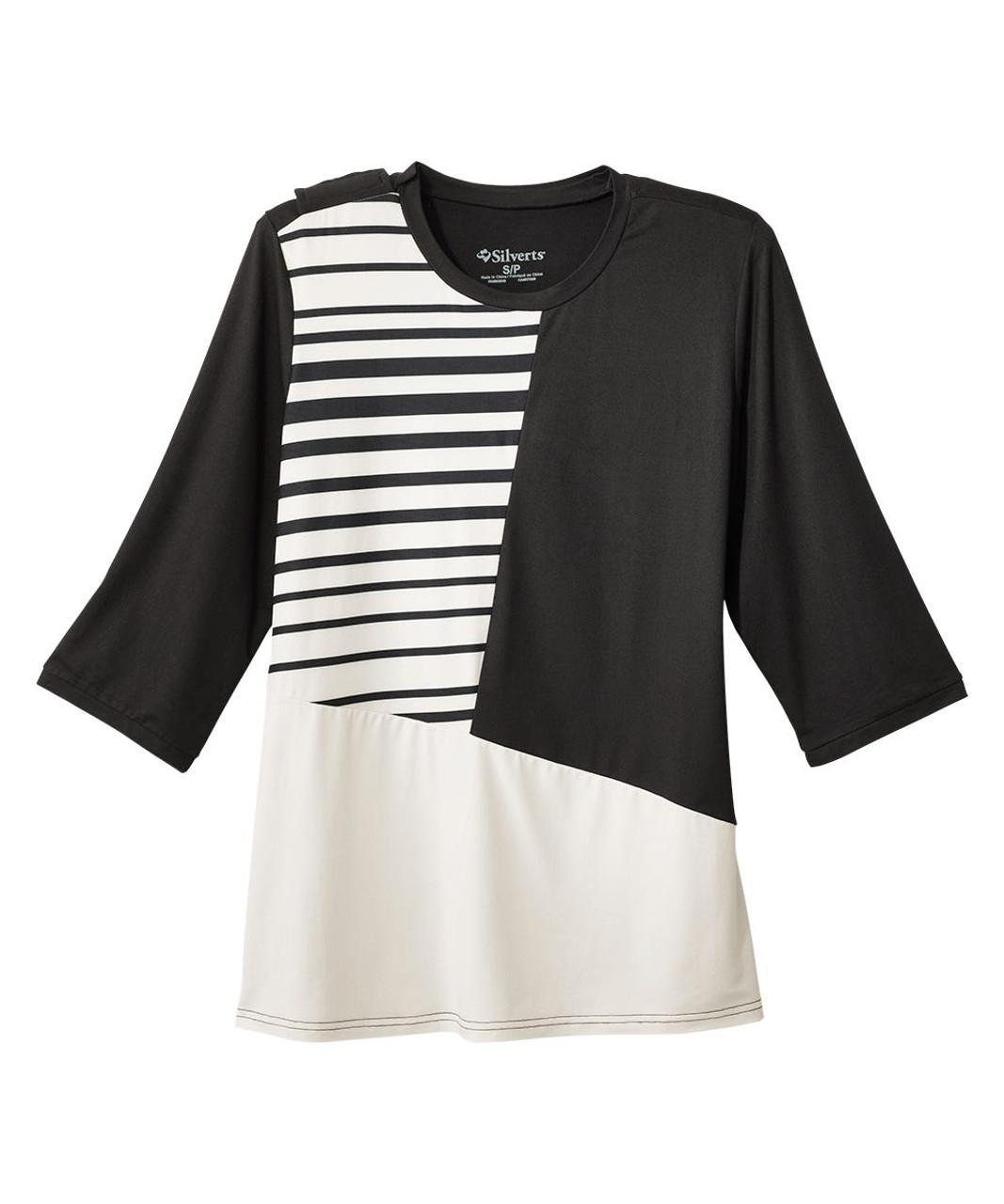 Silverts SV140 Top Color Block Open Back Black/White, Size=2XL, SV140-SV709-2XL