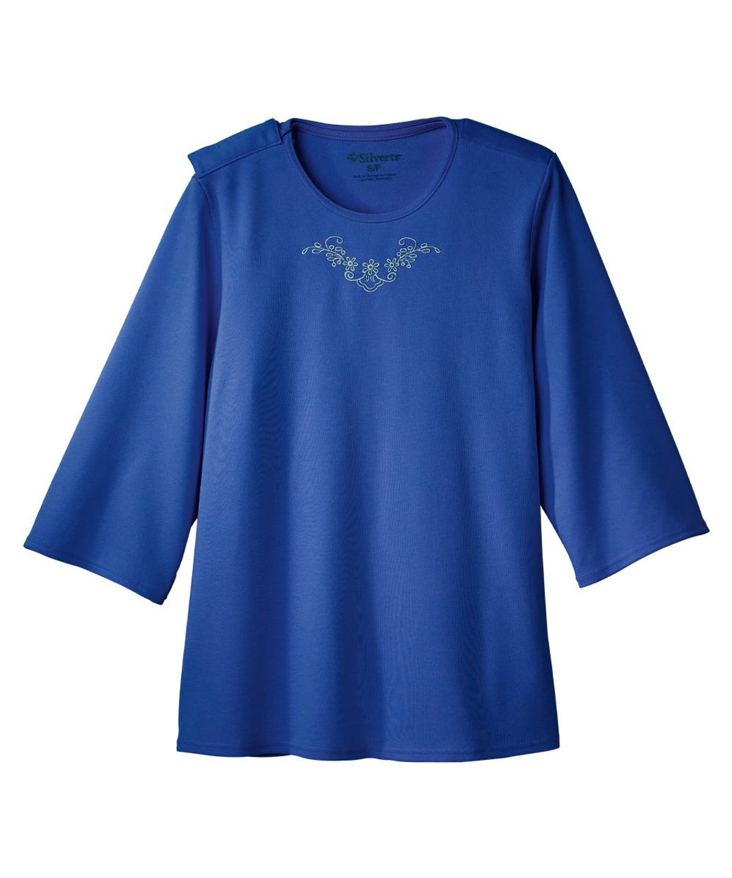 Silverts SV24700 Warm Winter Weight Adaptive Clothing Top for Women Galaxy Blue, Size=M, SV24700-GAB-M