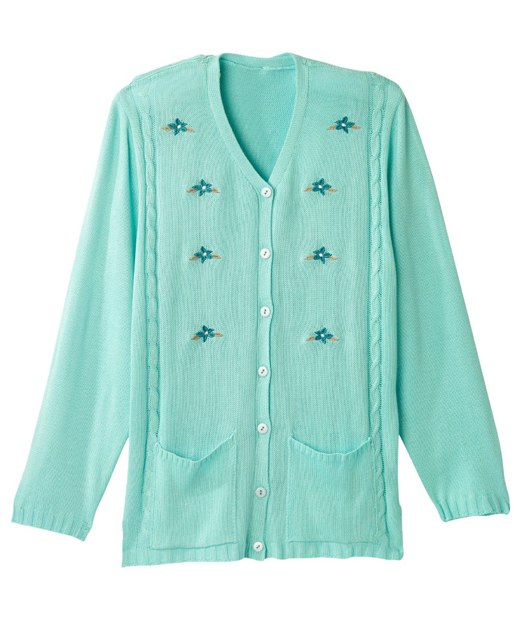 Silverts SV174 Pretty Senior Women's Adaptive Open Back Cardigan Mint, Size=M, SV174-SV153-M