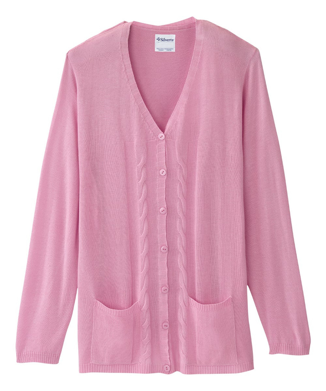 Silverts SV154 Senior Women's Adaptive Open Back Cardigan True Pink, Size=M, SV154-SV2085-M