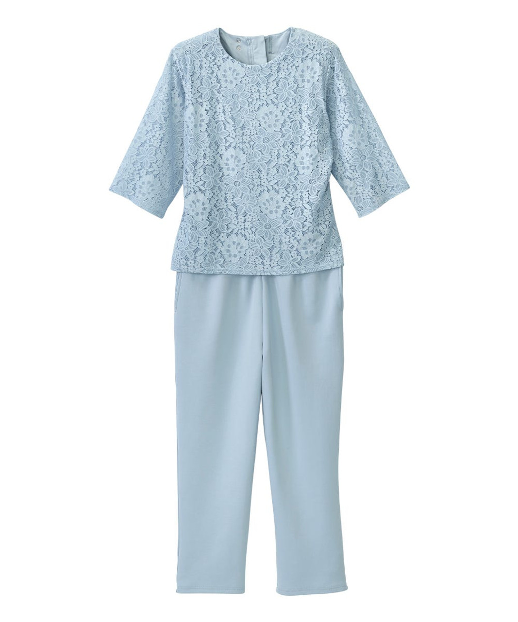 Silverts SV203 Senior Women's Adaptive Lace Anti-Strip Suit Breezy Blue, Size=L, SV203-SV2003-L